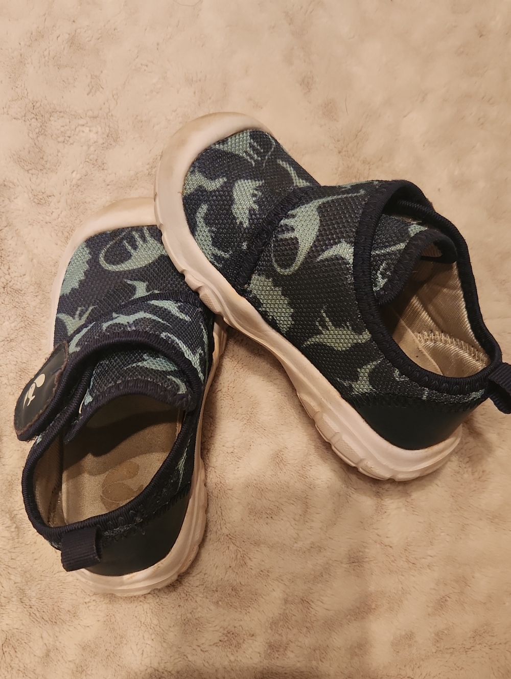 Kids Feetcity Navy Blue Shark Lightweight Slip-On Sneakers